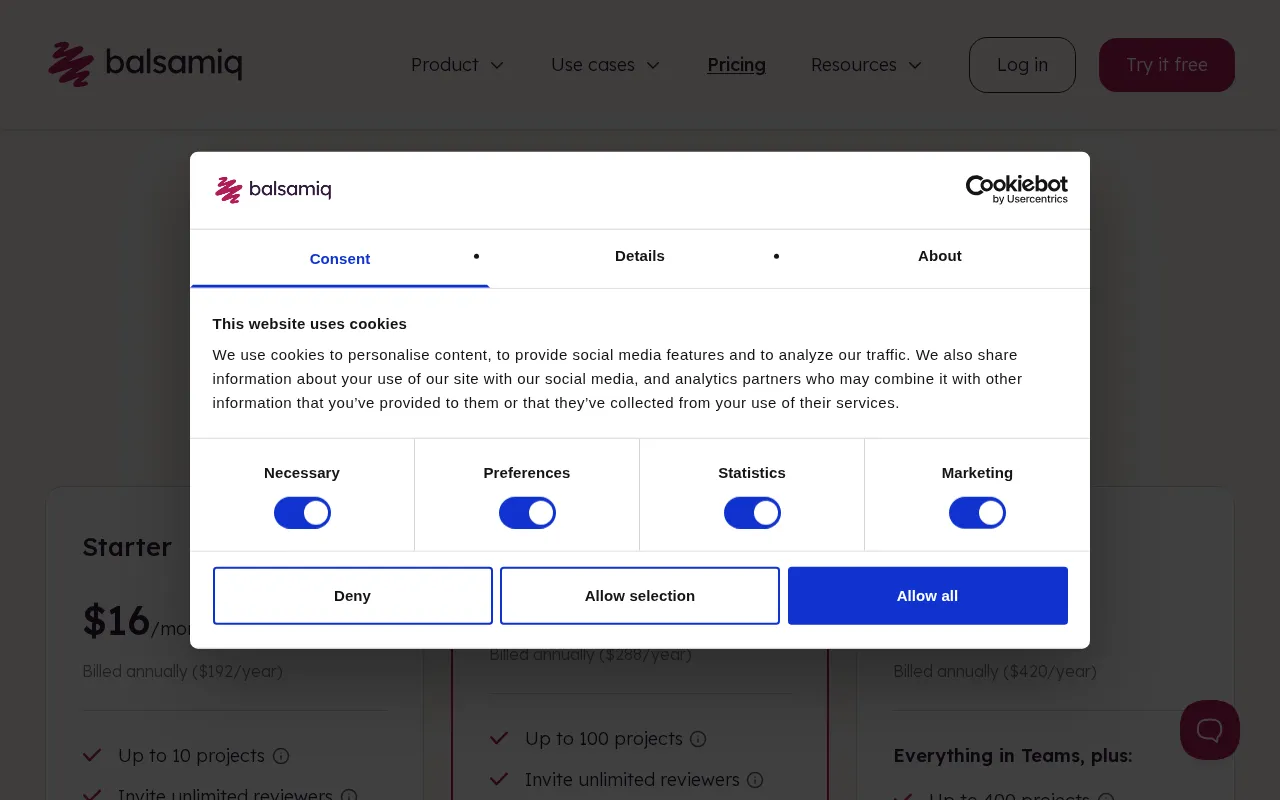 Balsamiq — pricing page