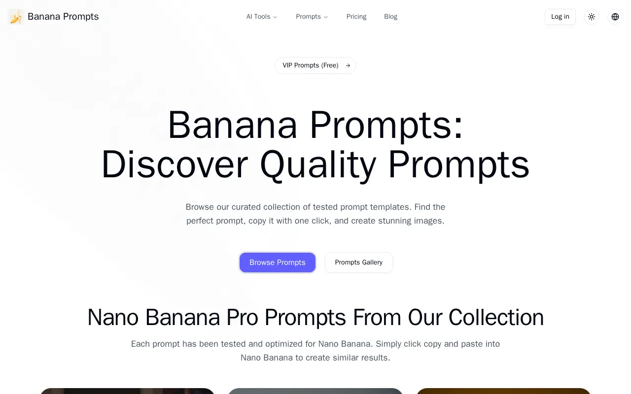 Banana Prompts AI — preview screenshot