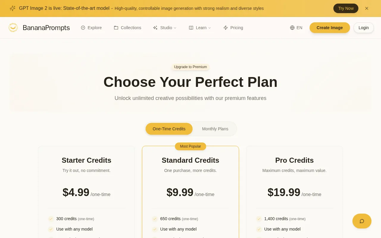BananaPrompts — pricing page