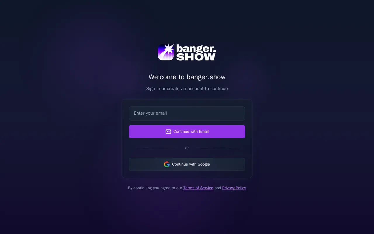 Banger.Show — pricing page