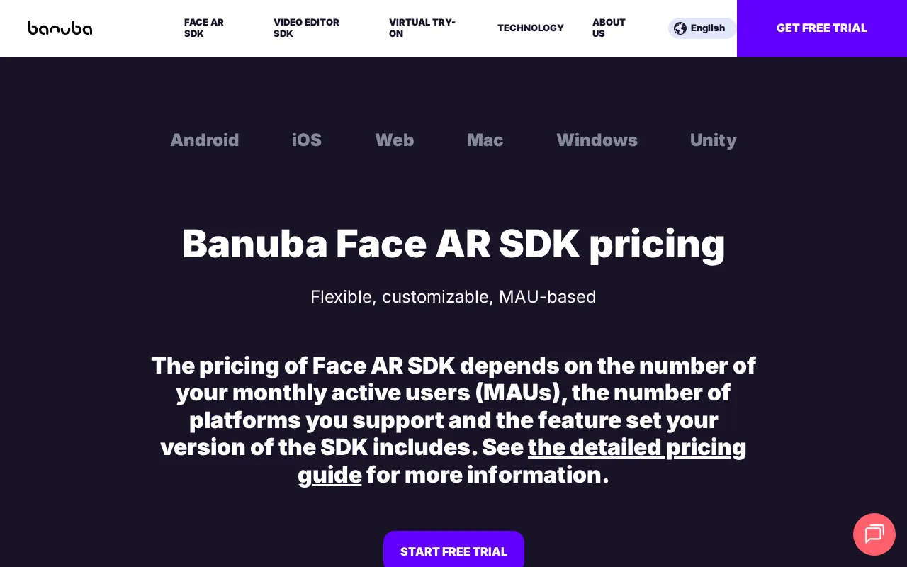 Banuba — pricing page