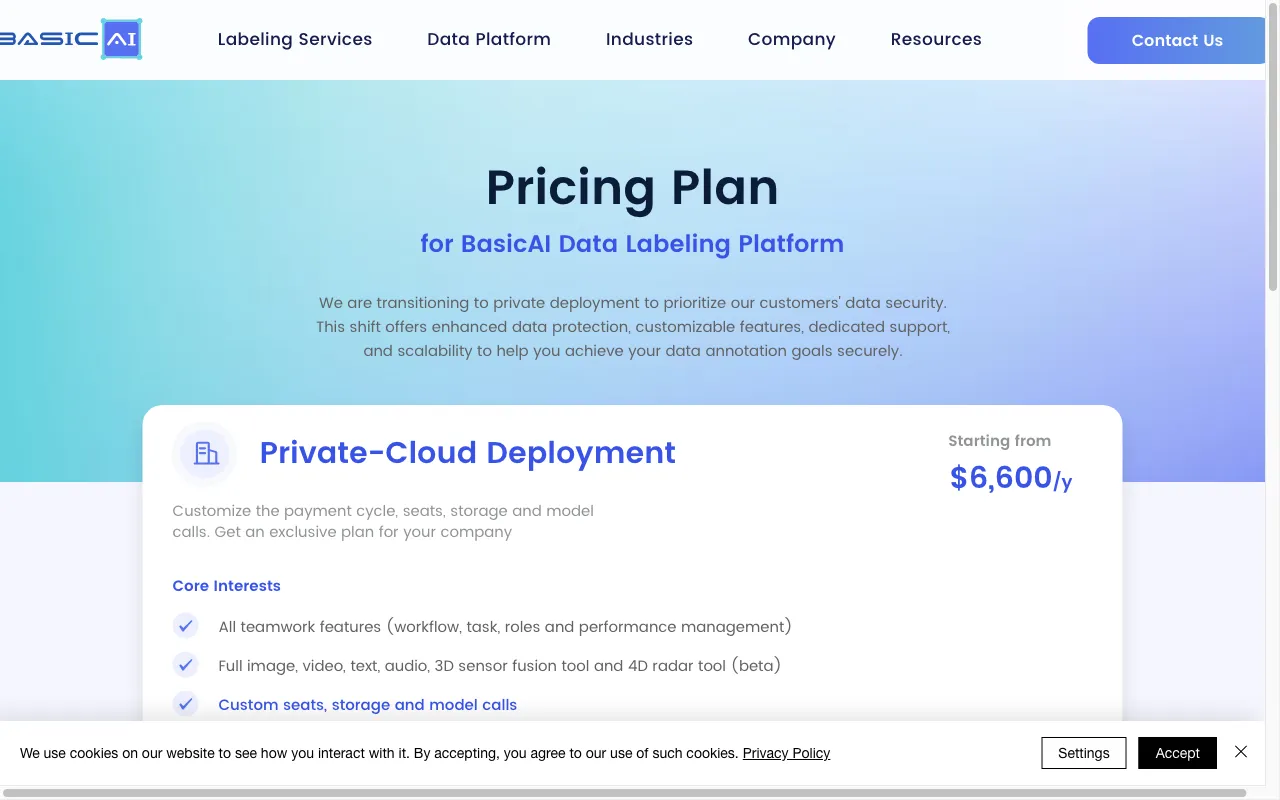 BasicAI Cloud — pricing page