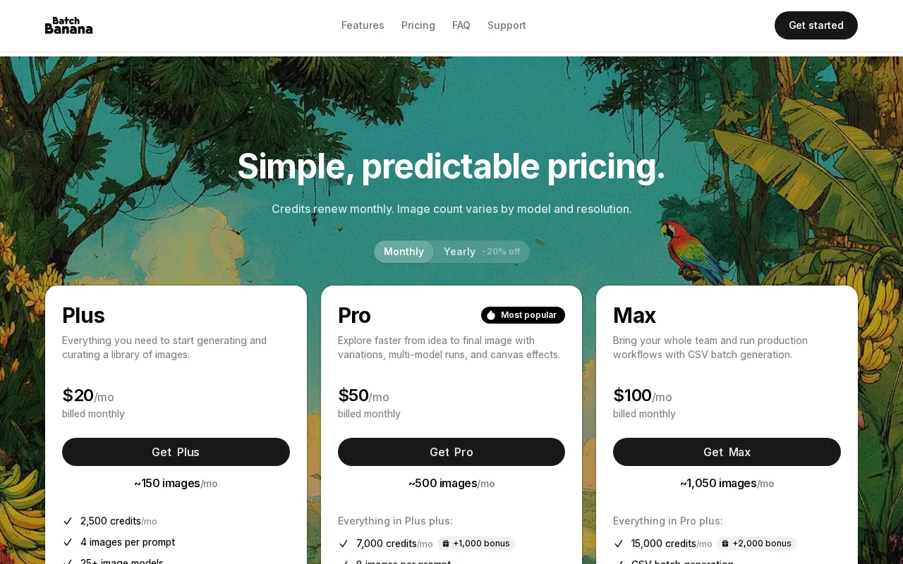 Batch Banana — pricing page