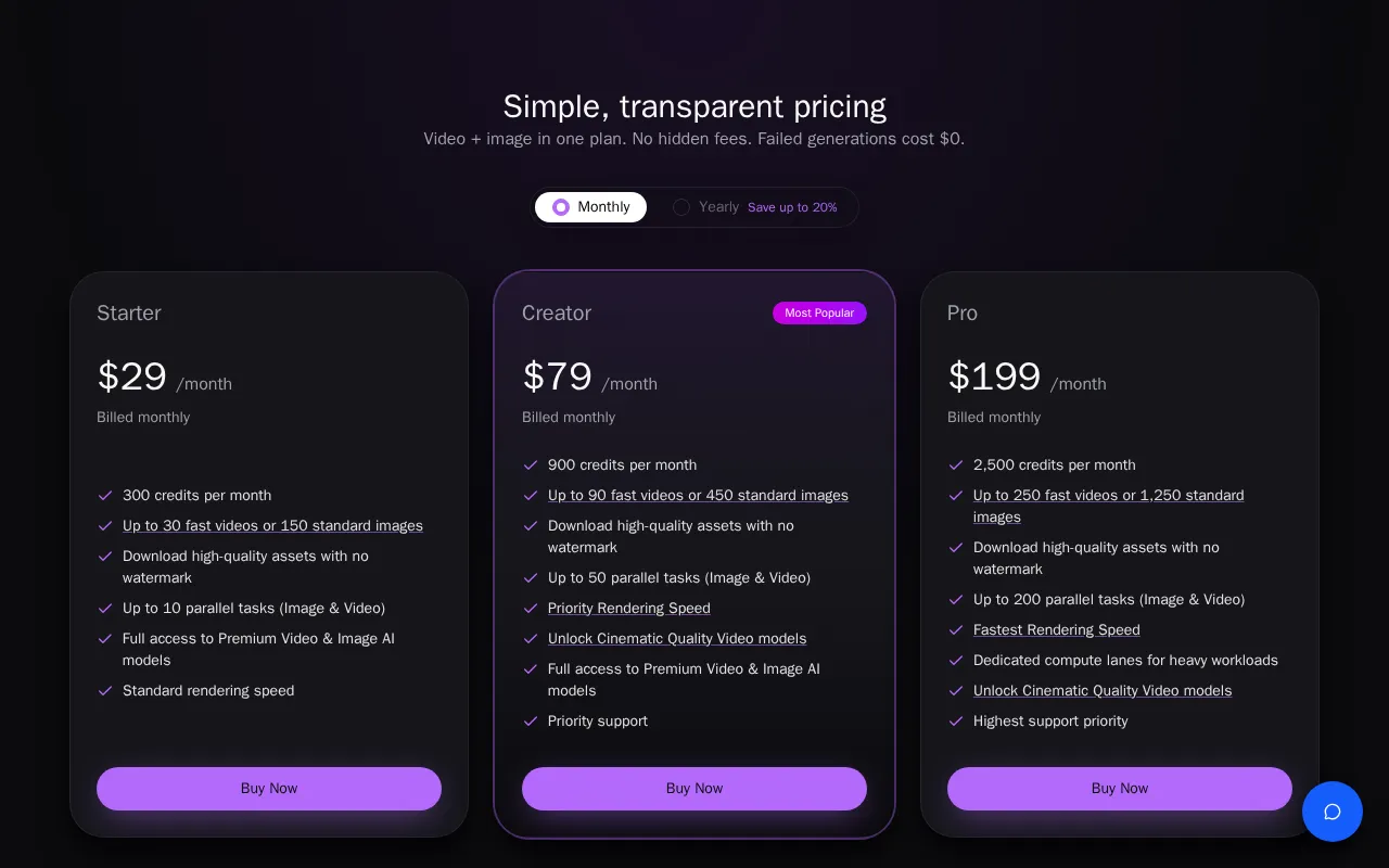BatchVideo.ai — pricing page