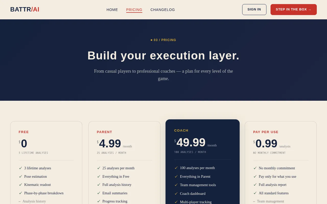 BattrAI — pricing page