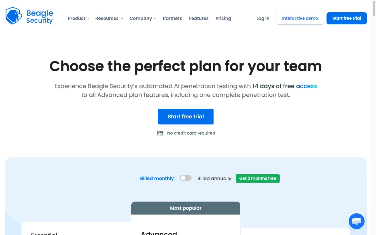 Beagle Security — pricing page