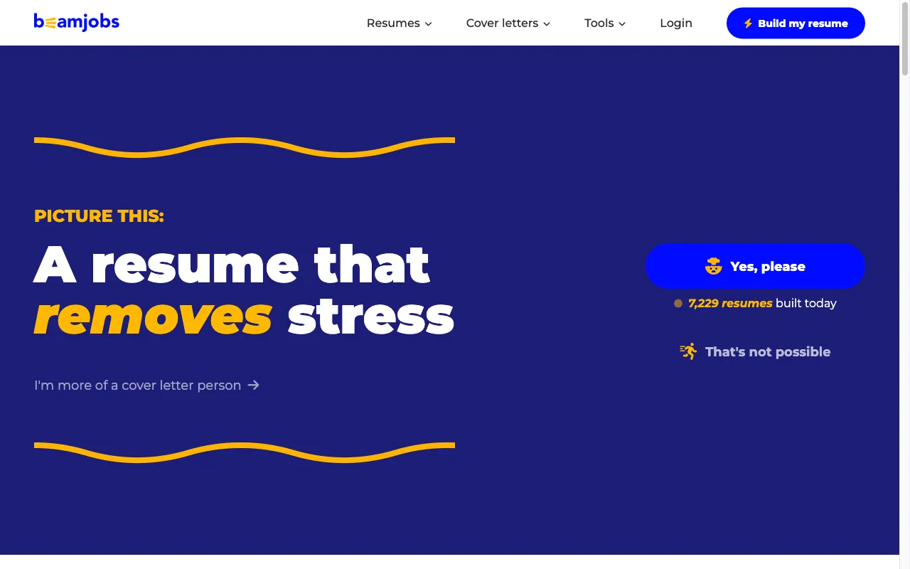 BeamJobs Resume Builder — preview screenshot