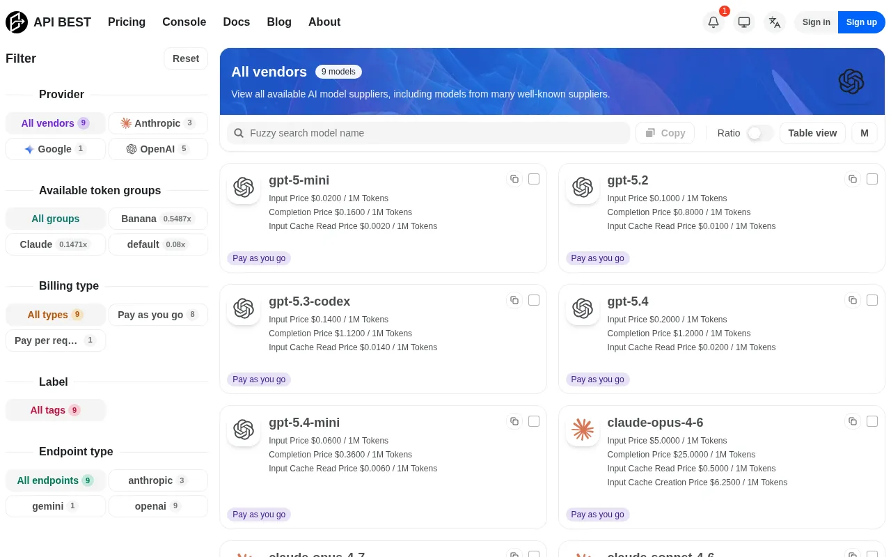 Beat API — pricing page