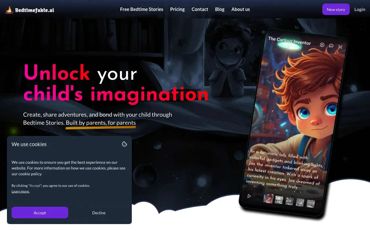 BedtimeFable.ai — preview screenshot