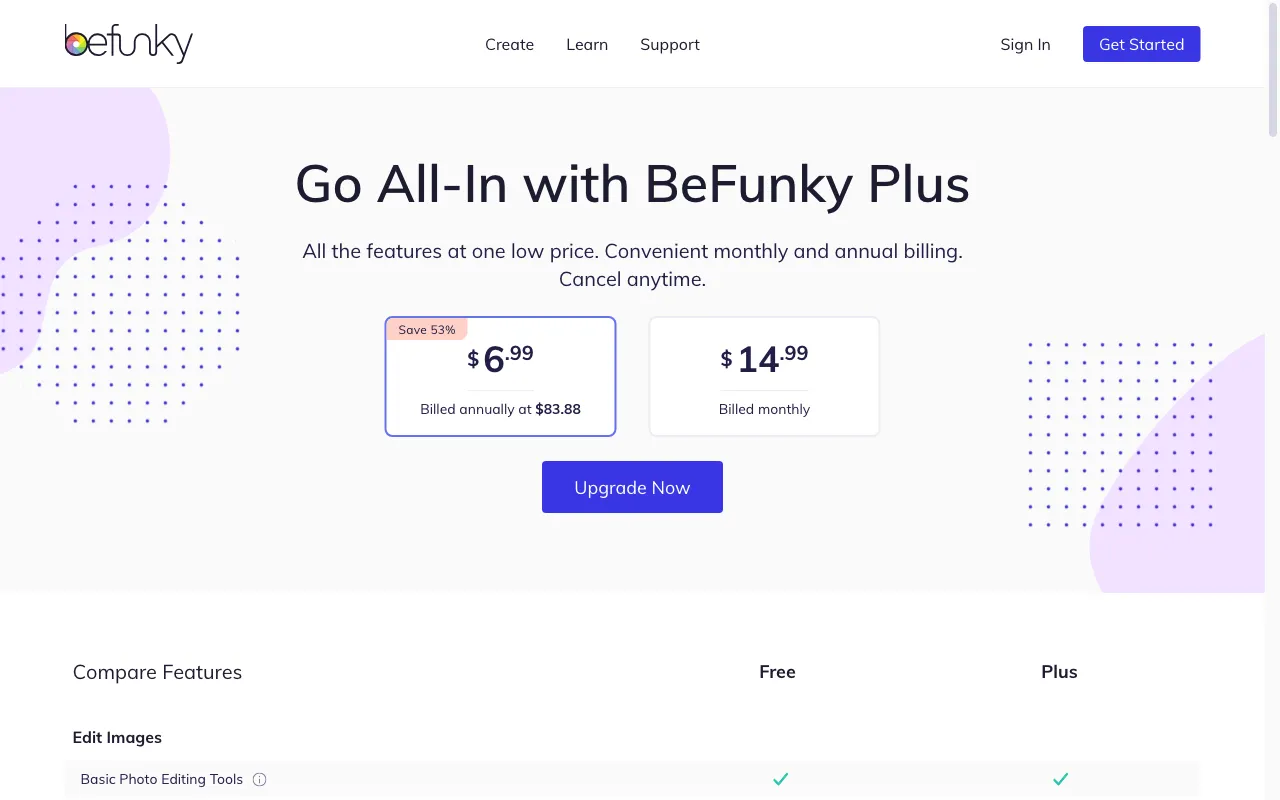 Befunky — pricing page