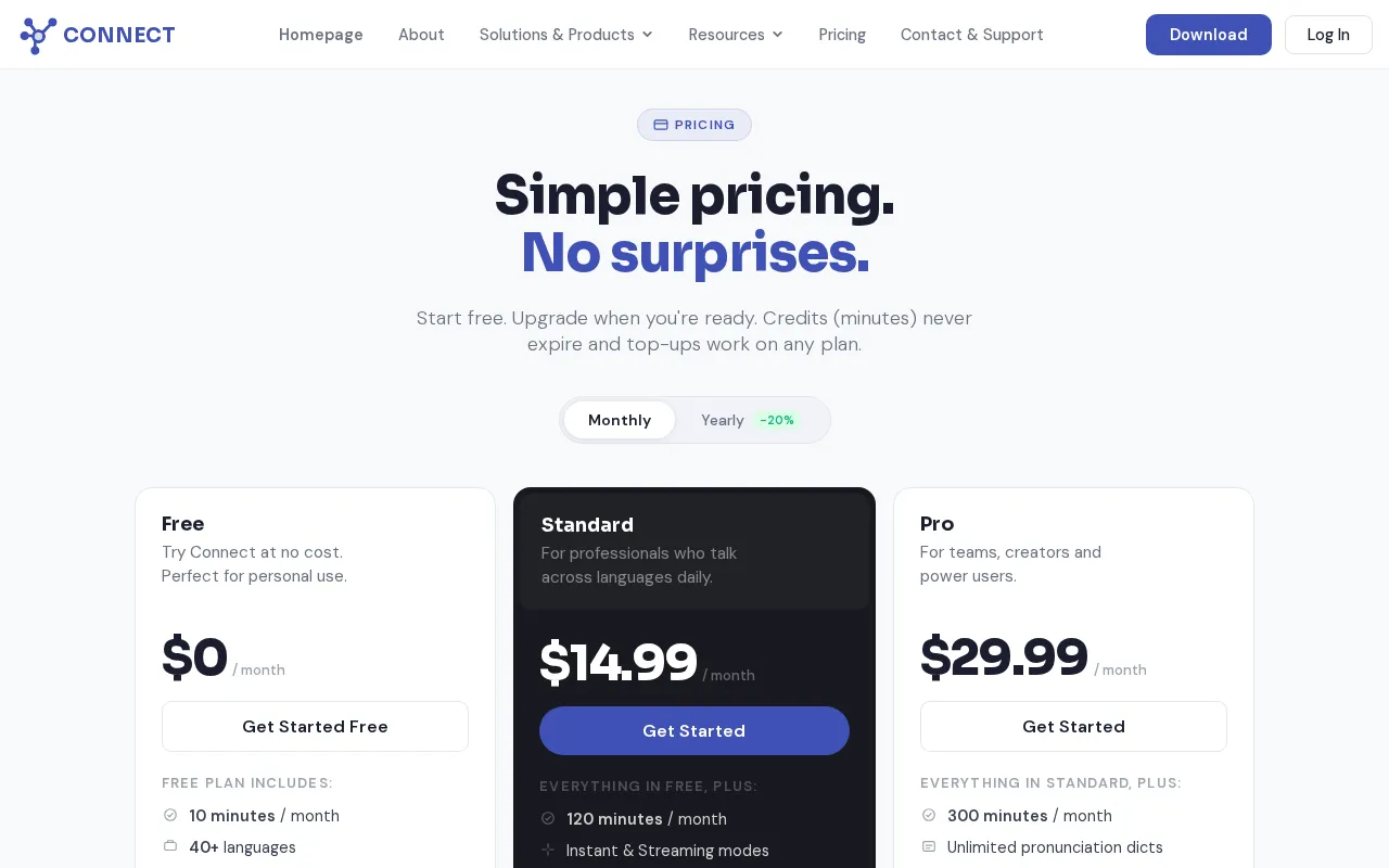 BeLora CONNECT — pricing page