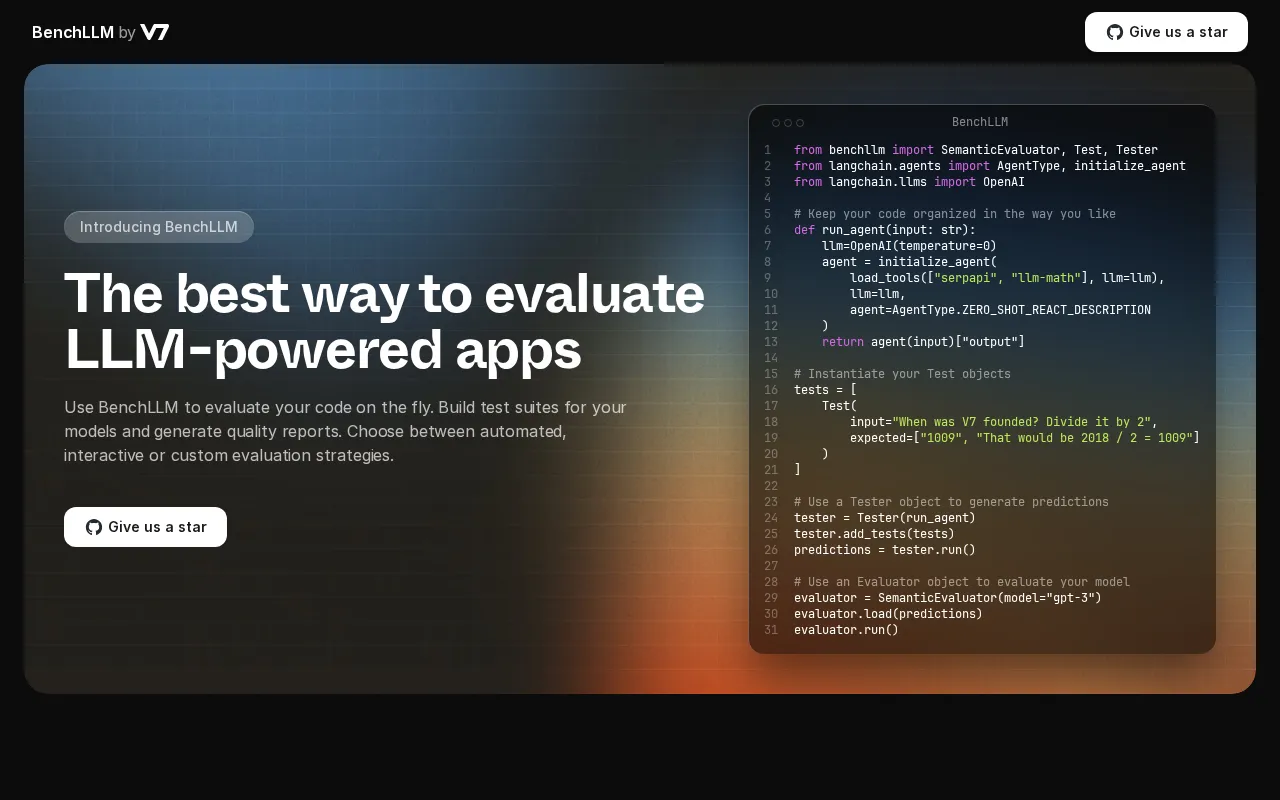 BenchLLM by V7 — preview screenshot