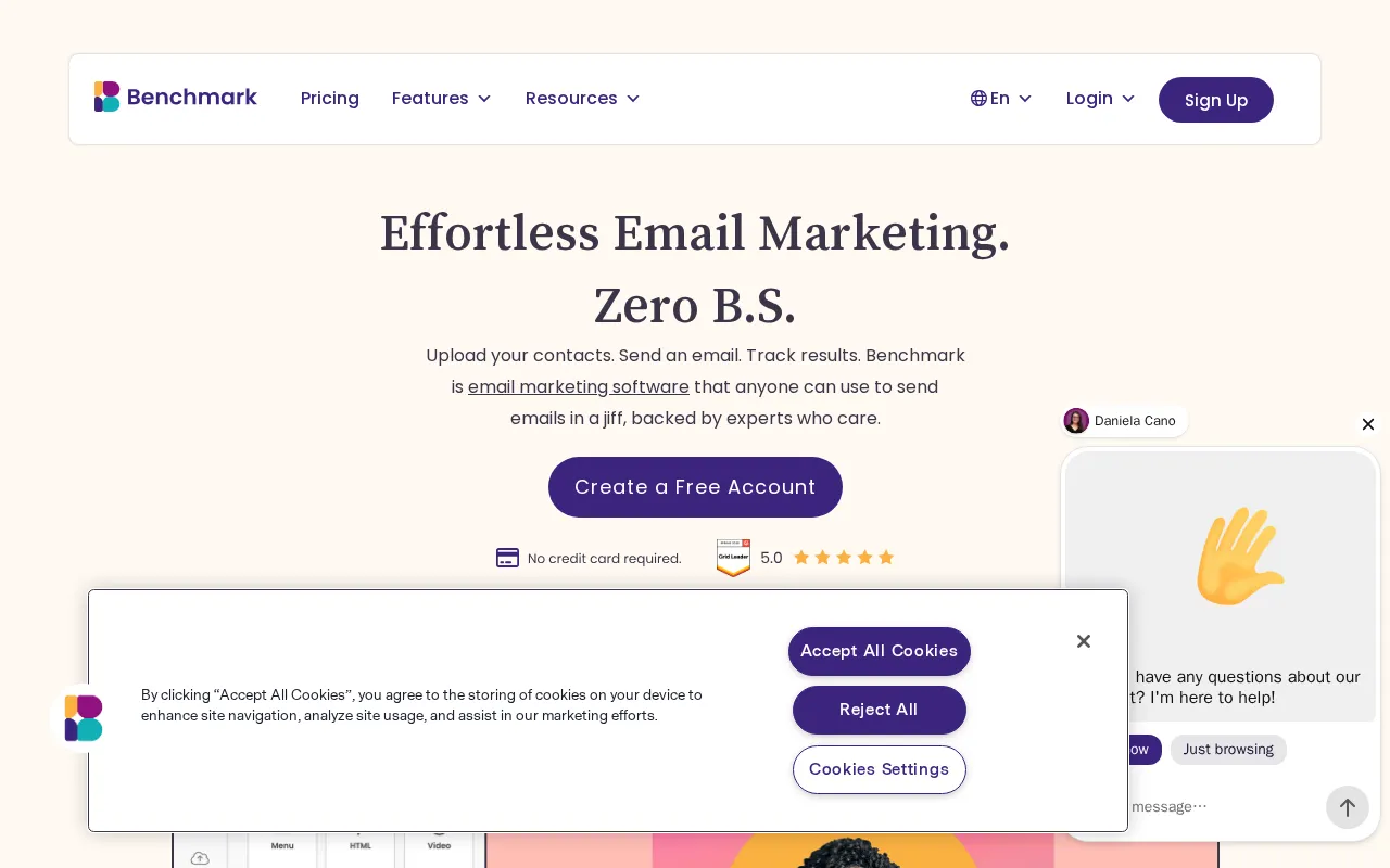 Benchmark Email — preview screenshot