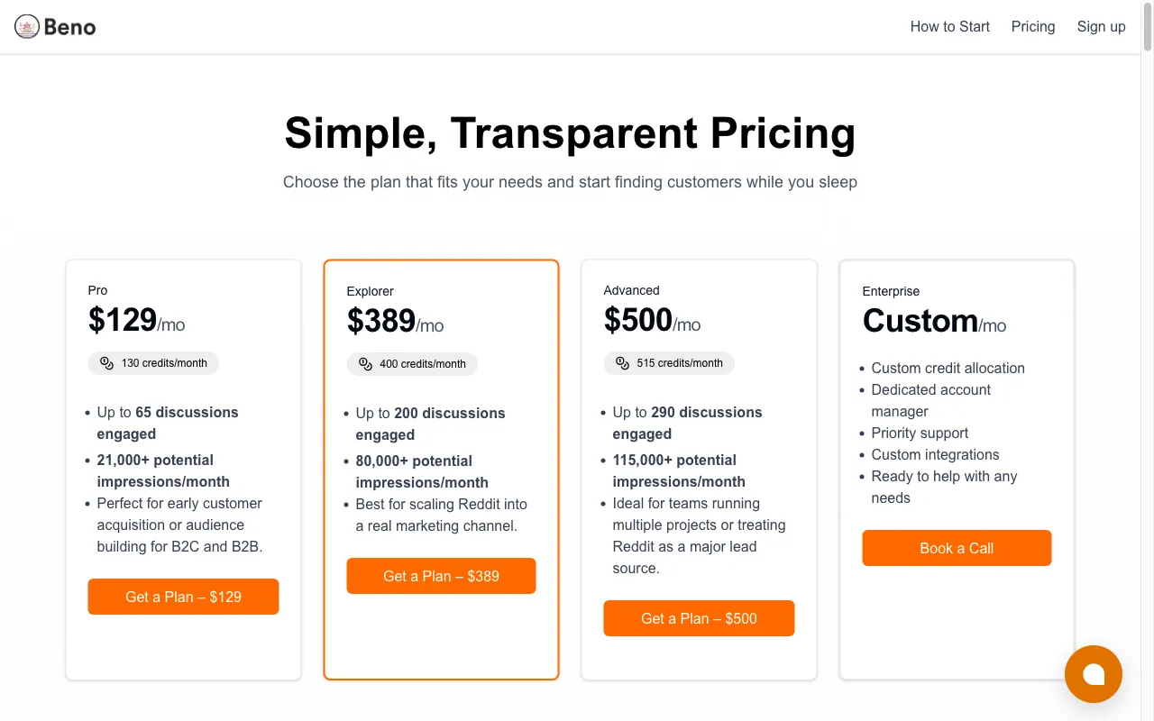 Beno.one — pricing page
