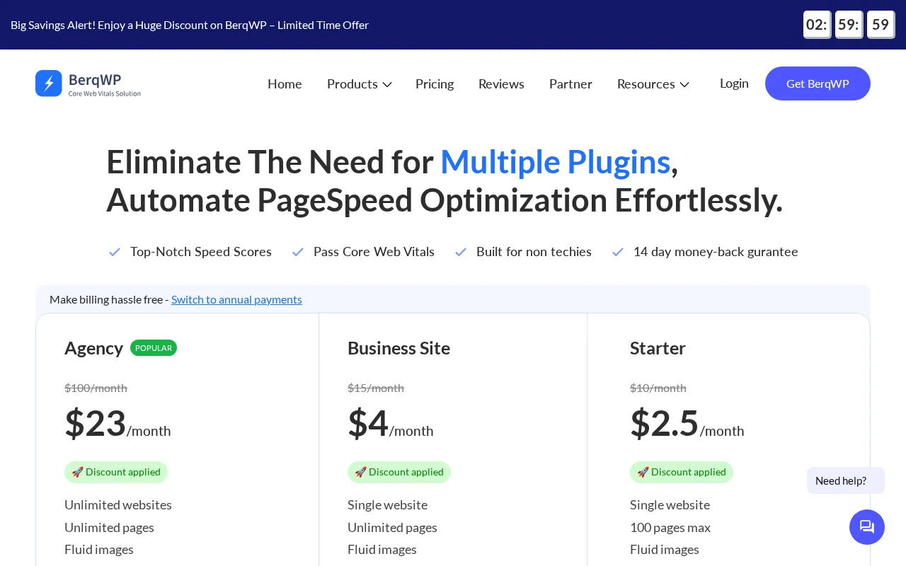 BerqWP — pricing page