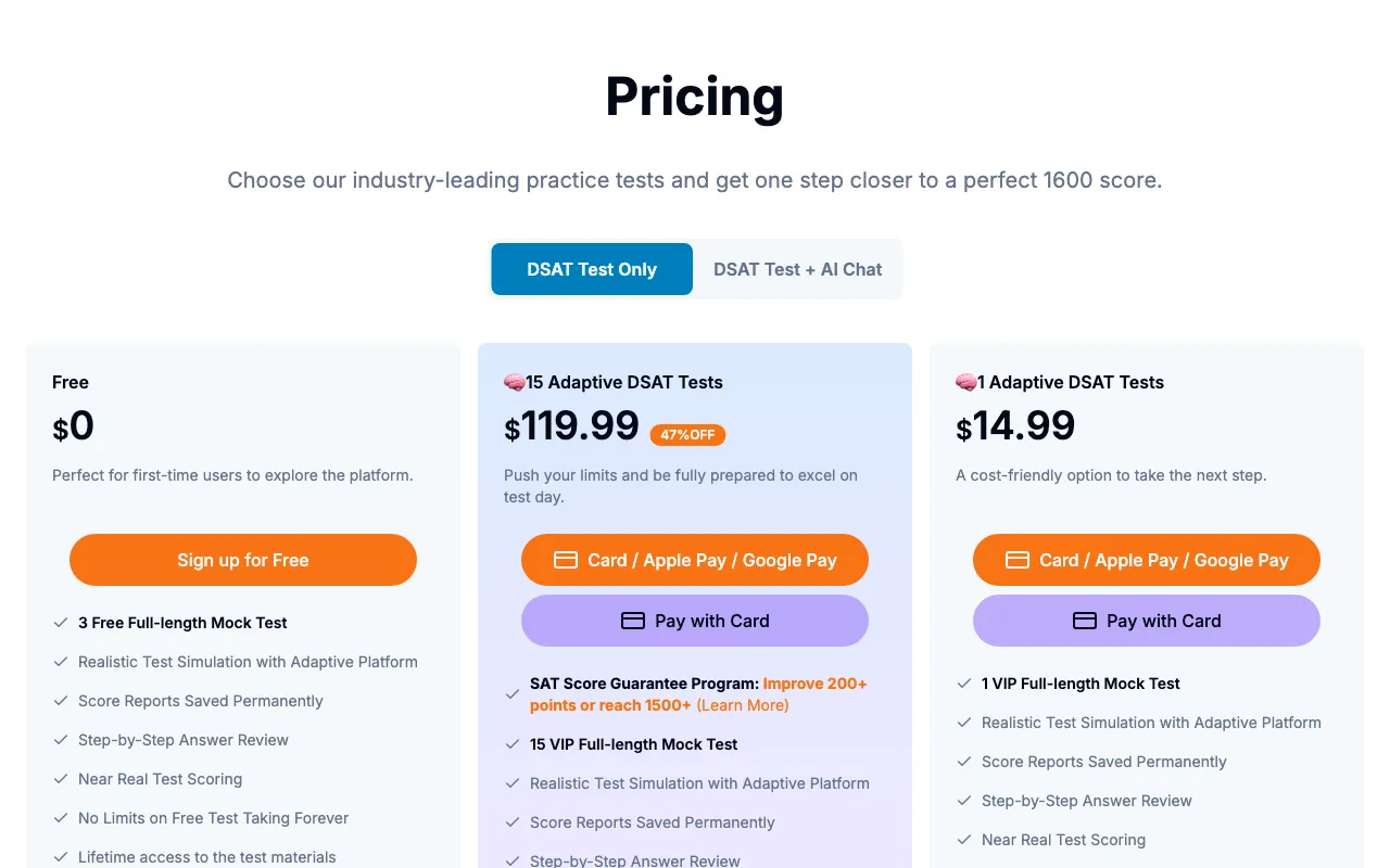 Best SAT Score — pricing page