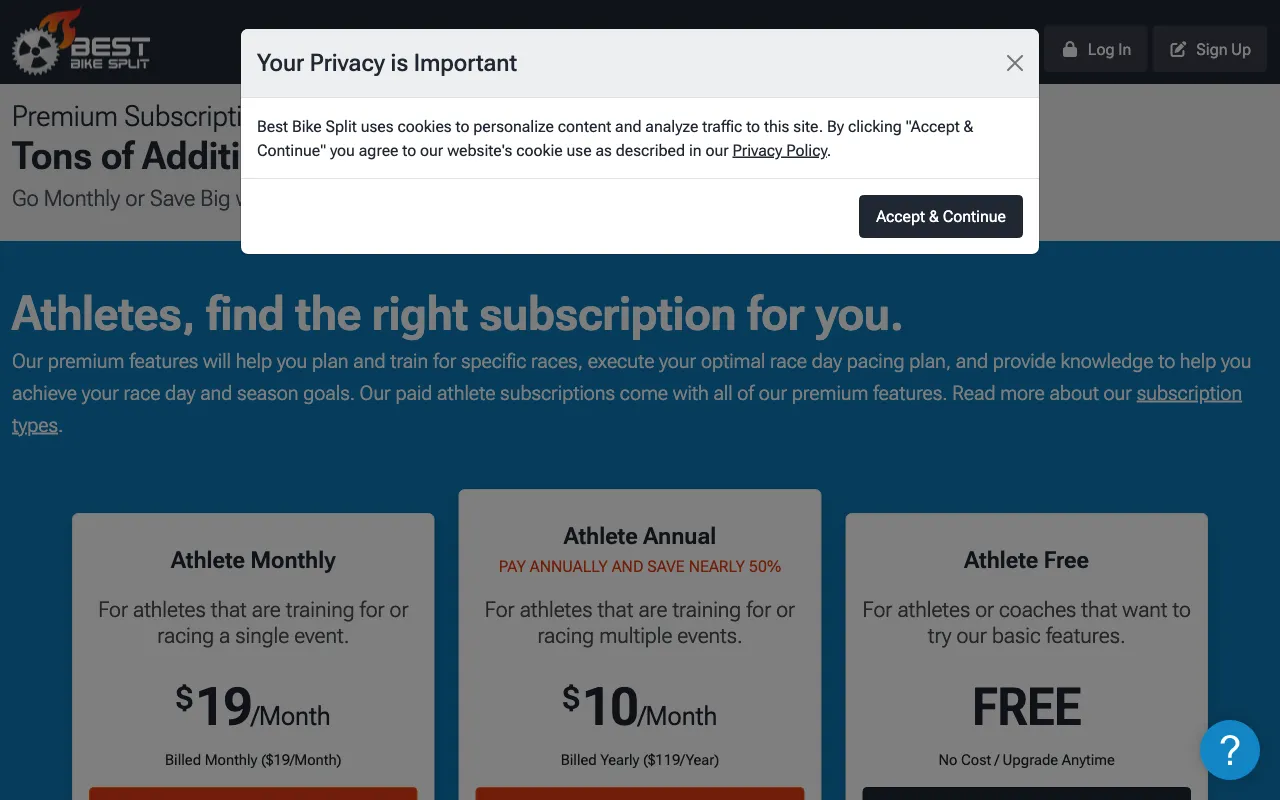 Best Bike Split — pricing page