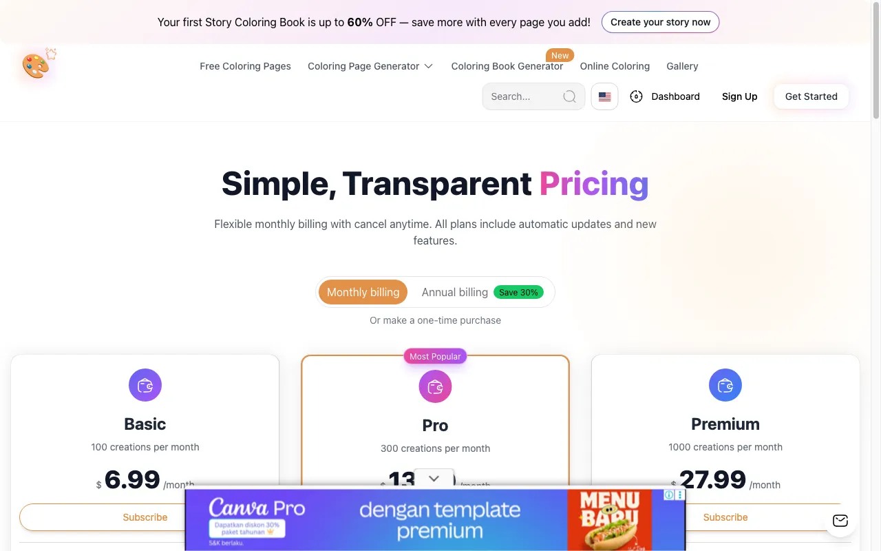 Best Coloring Pages — pricing page