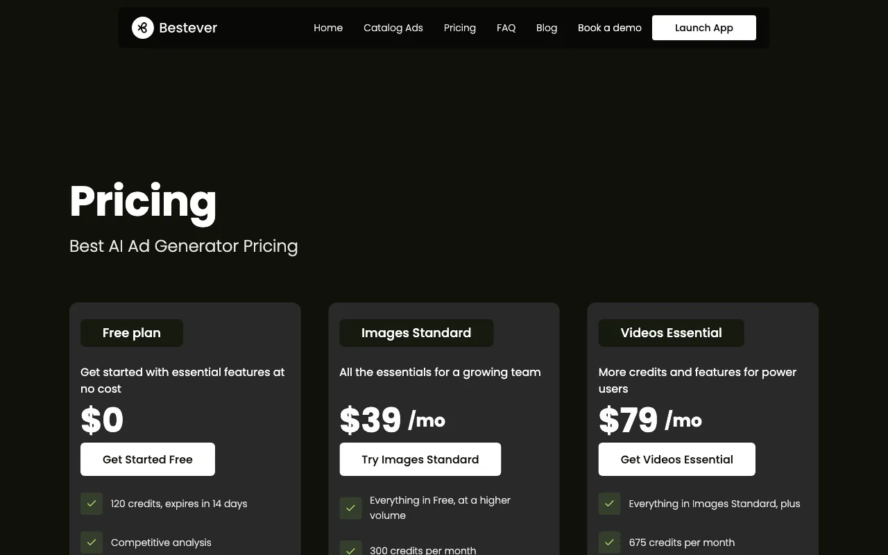 Bestever — pricing page