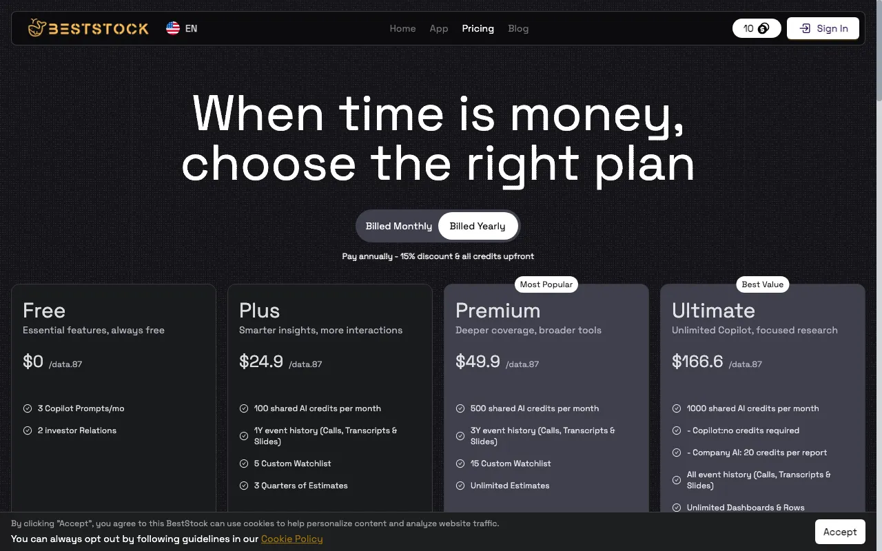 BestStock — pricing page