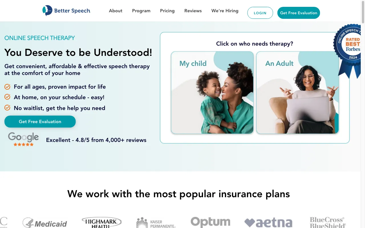 Better Speech Online Speech Therapy — preview screenshot