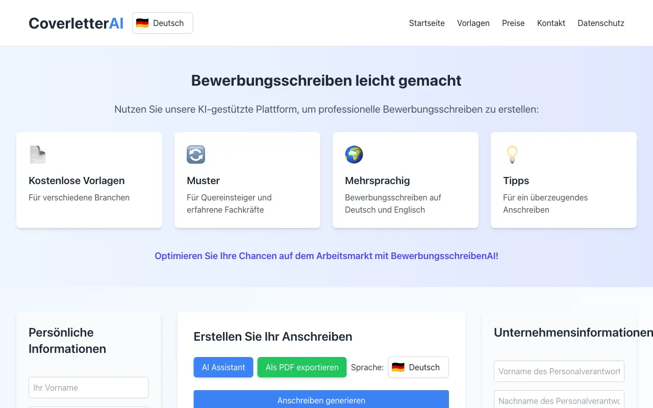 BewerbungsschreibenAI — preview screenshot