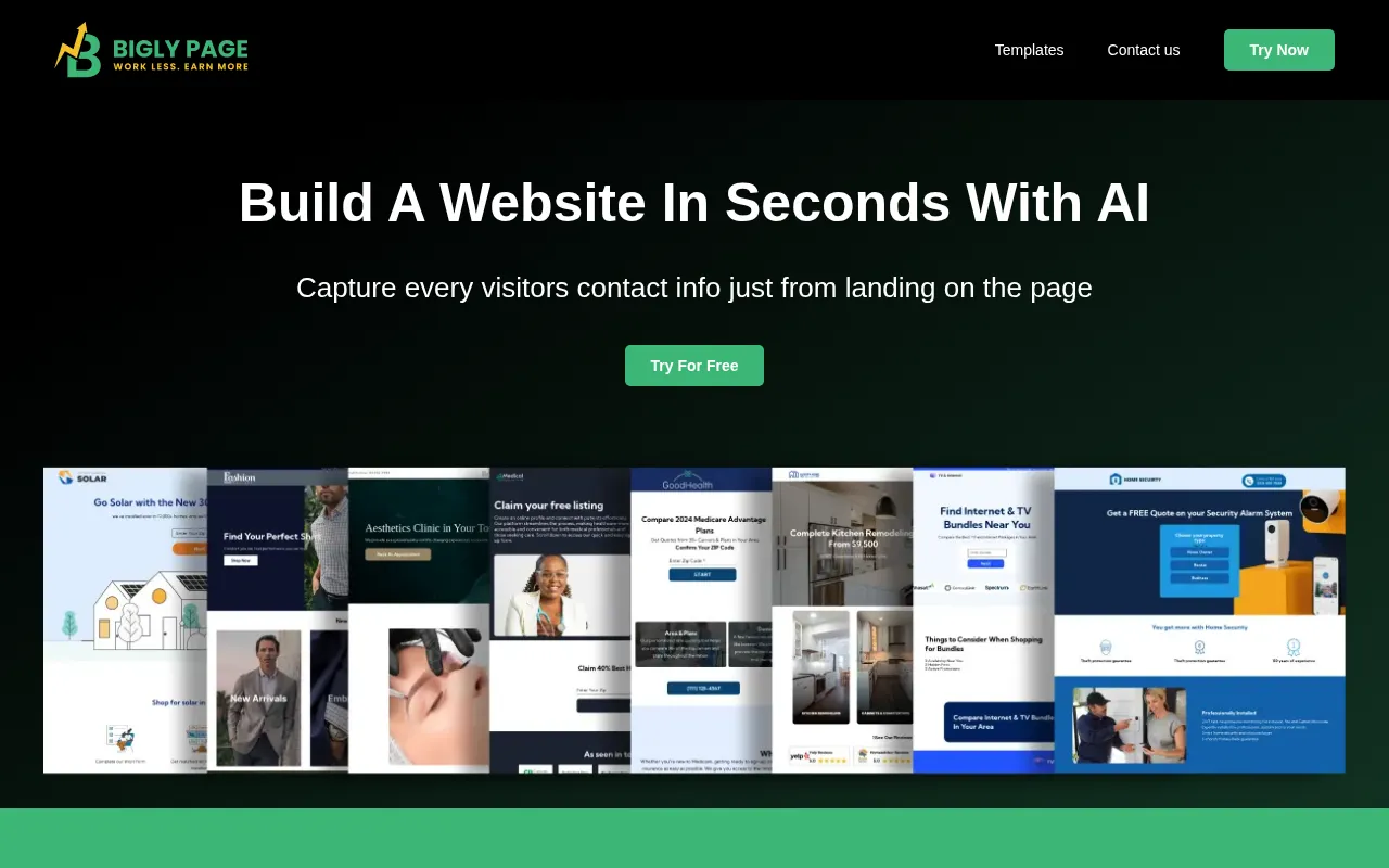 Bigly Page — preview screenshot