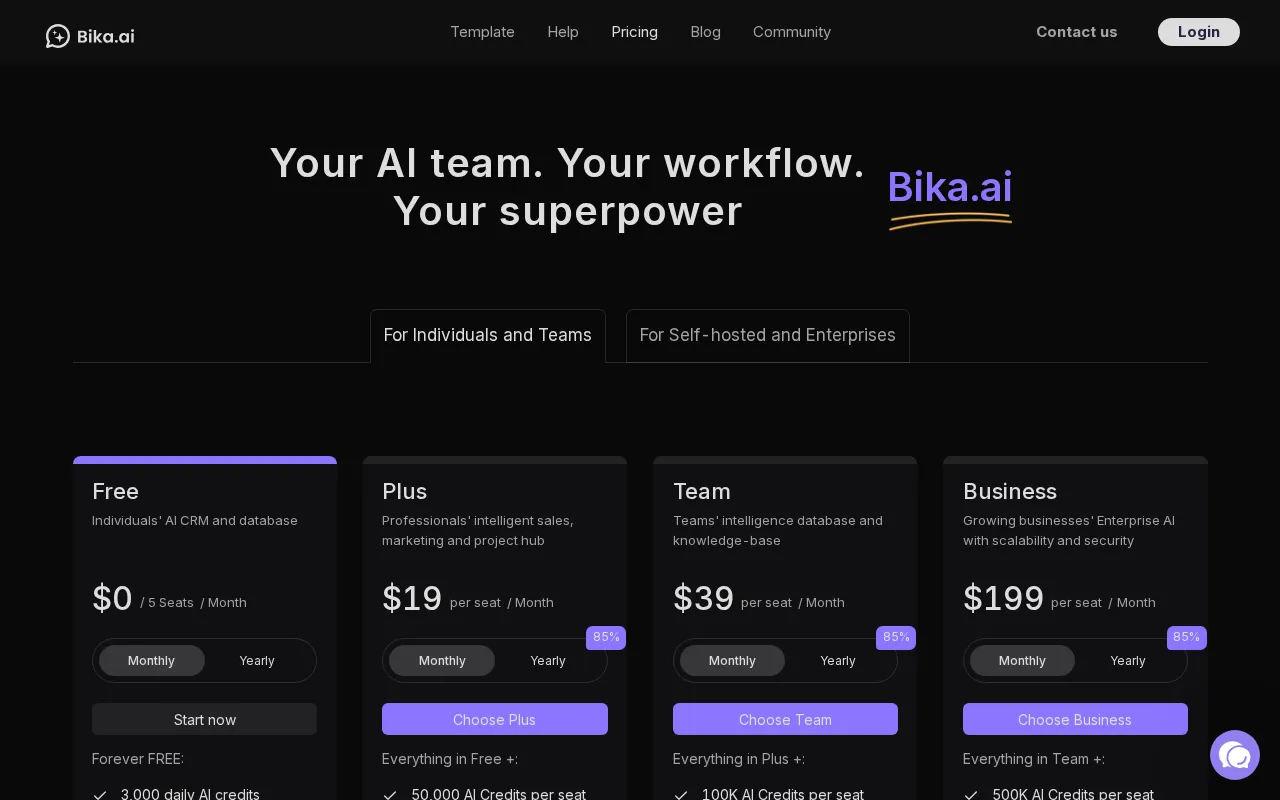 Bika.ai — pricing page