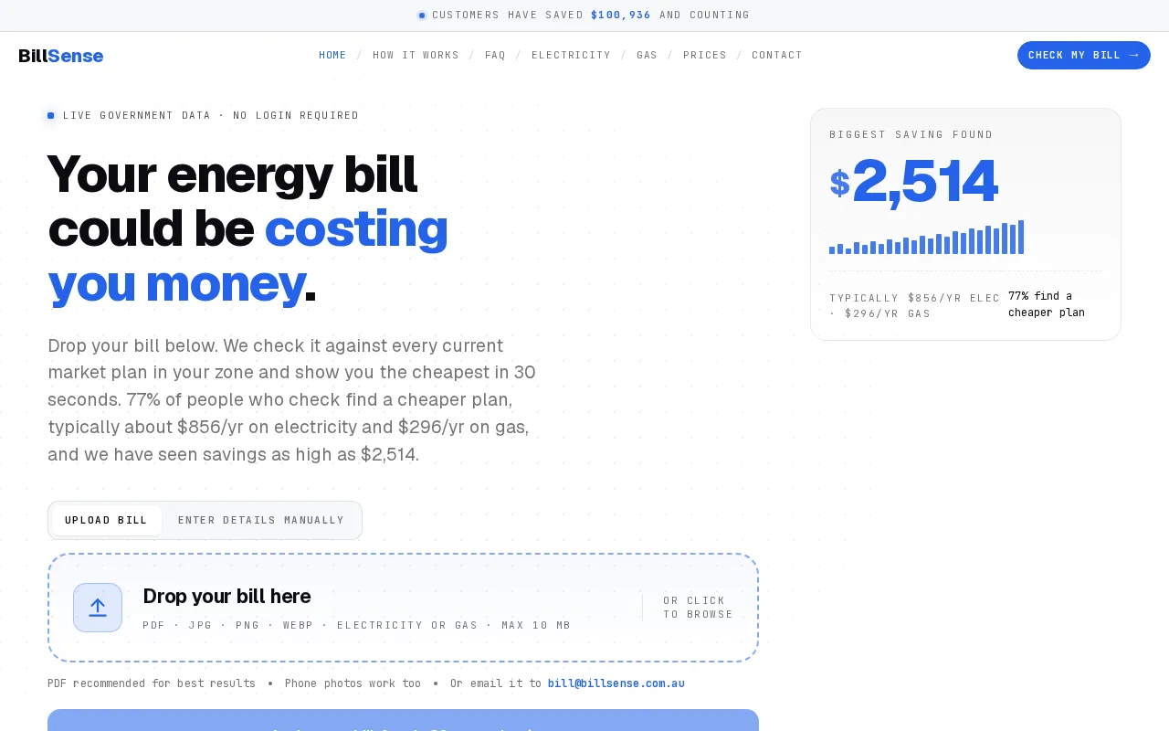 BillSense Australia — preview screenshot