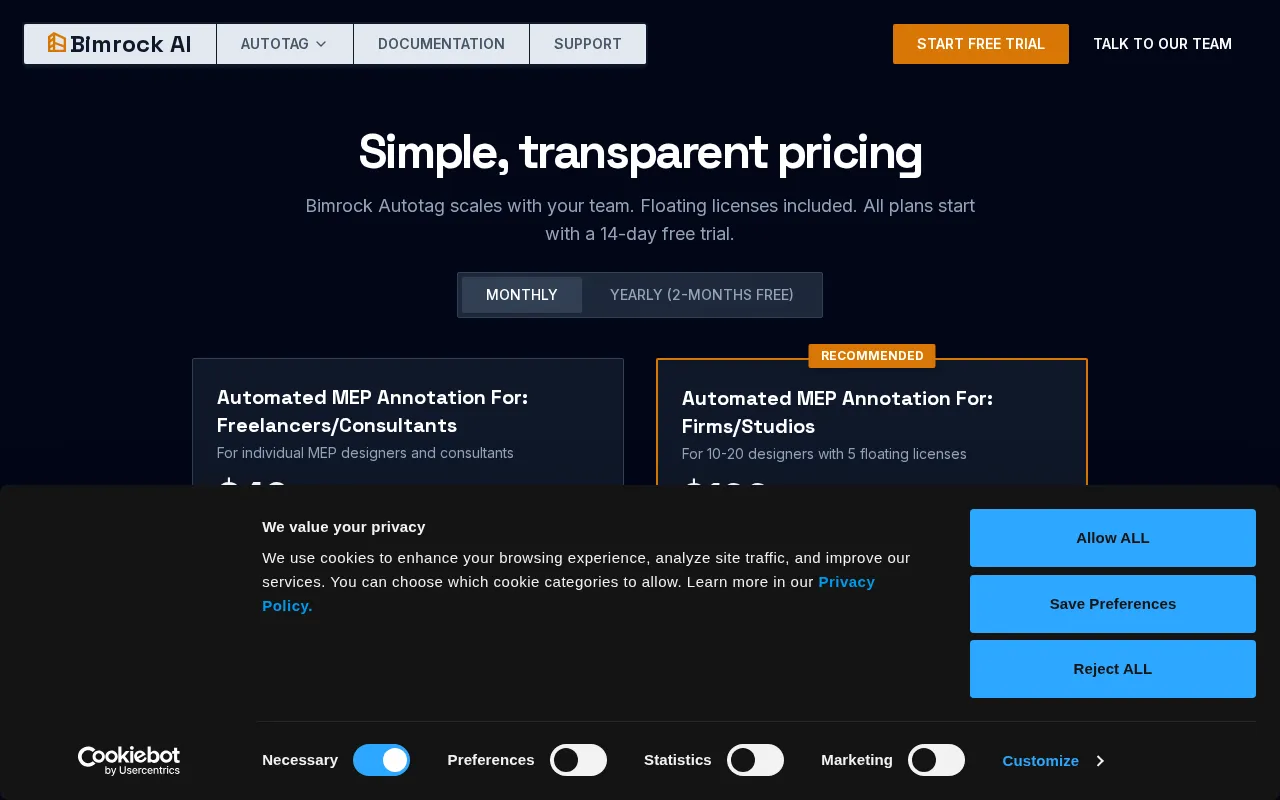 Autotag by Bimrock AI — pricing page