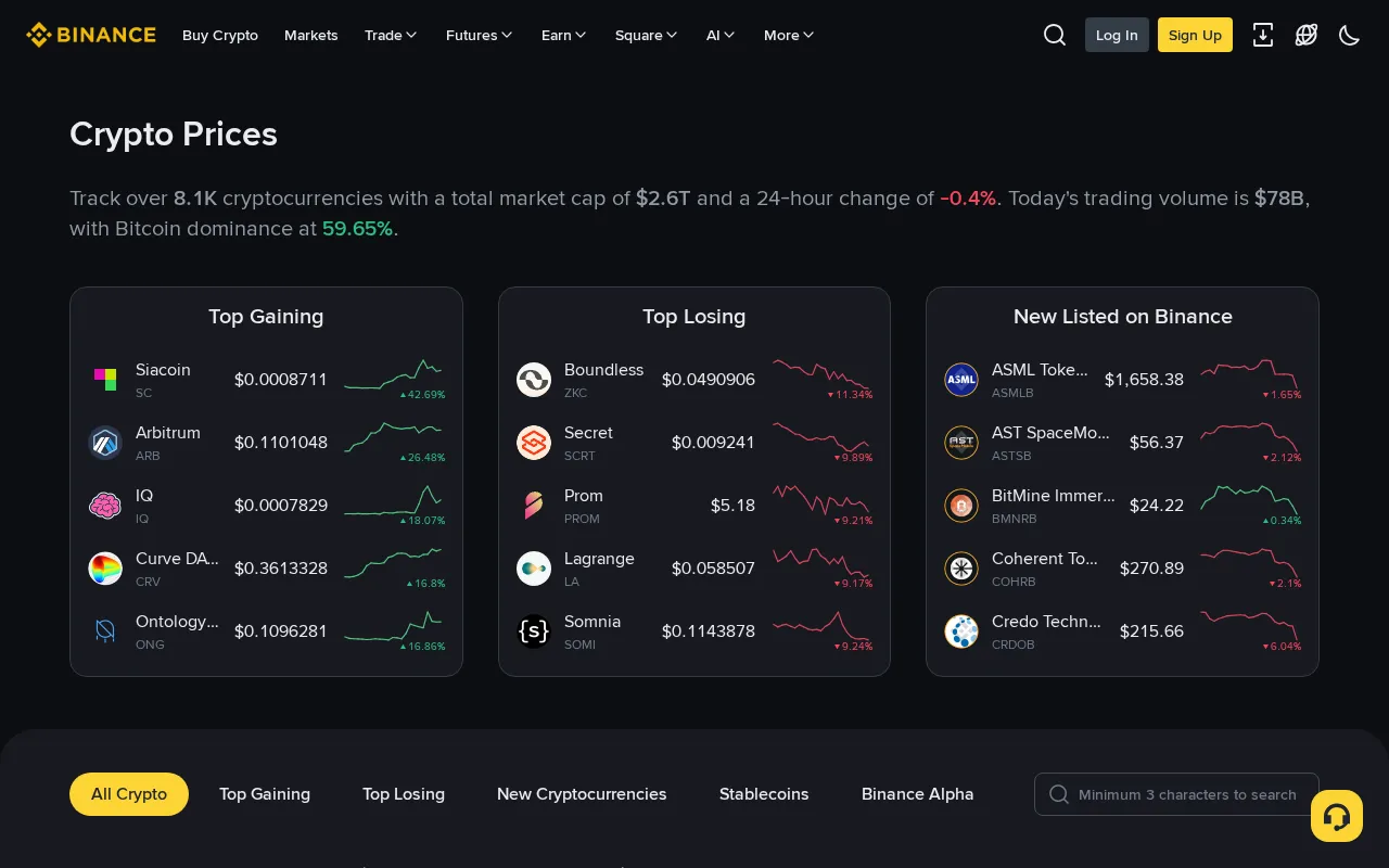 Binance Agent OS — pricing page