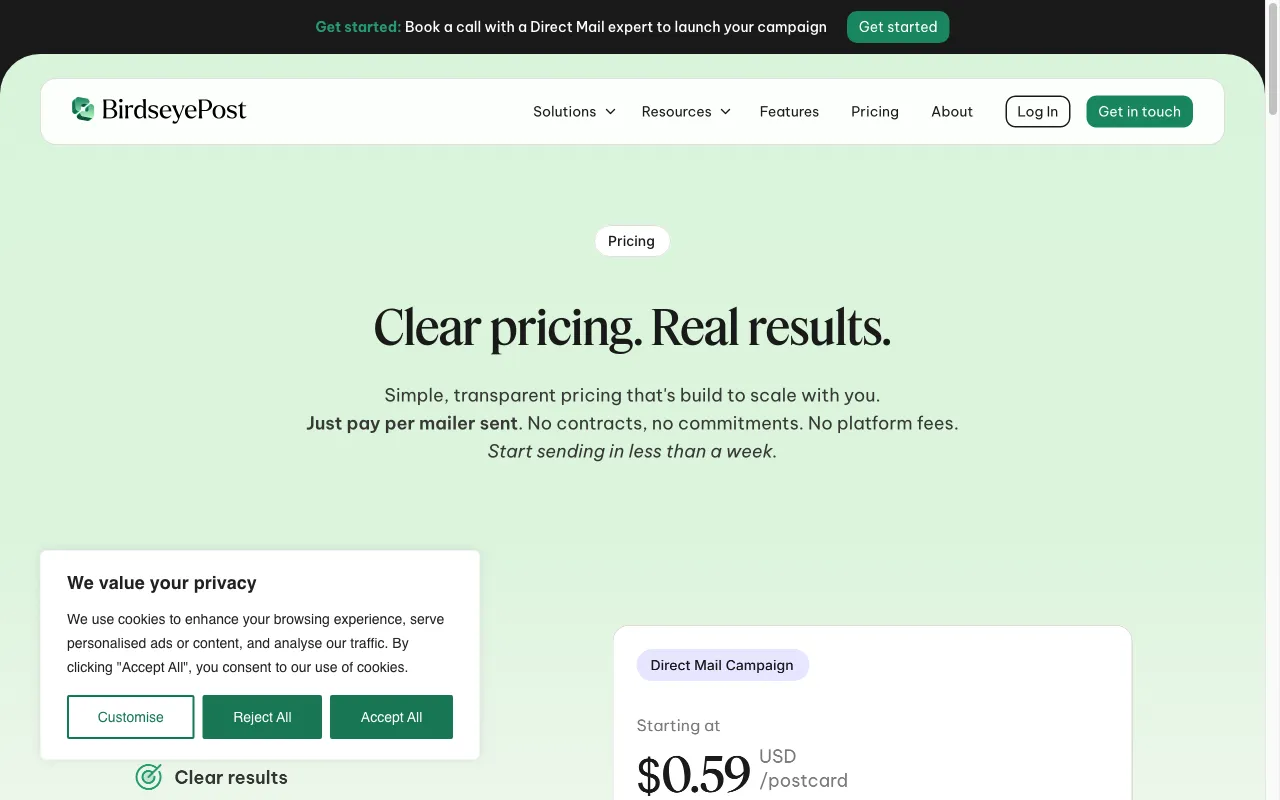 Birdseye — pricing page