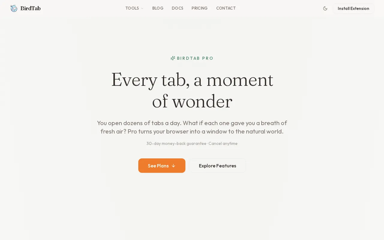 BirdTab — pricing page