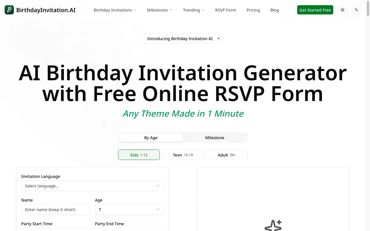 BirthdayInvitation.AI — preview screenshot