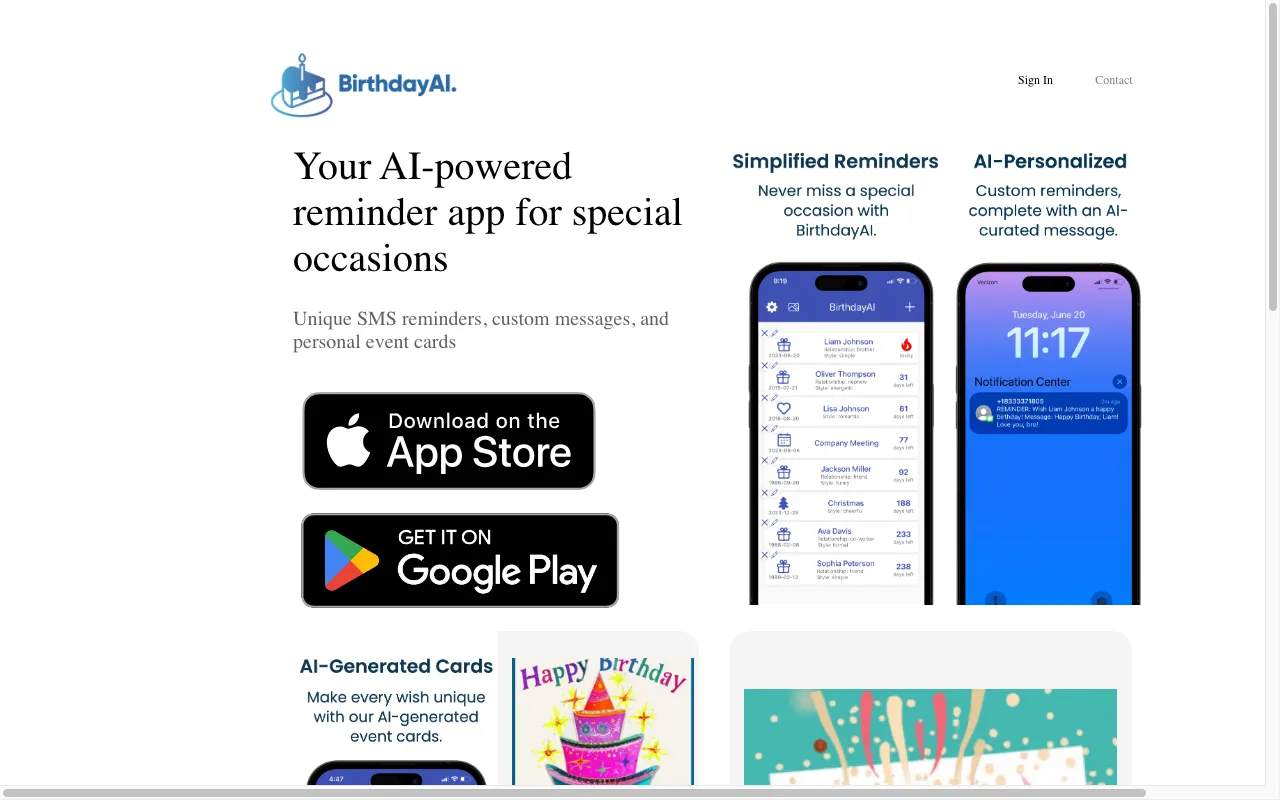 BirthdayAI — preview screenshot