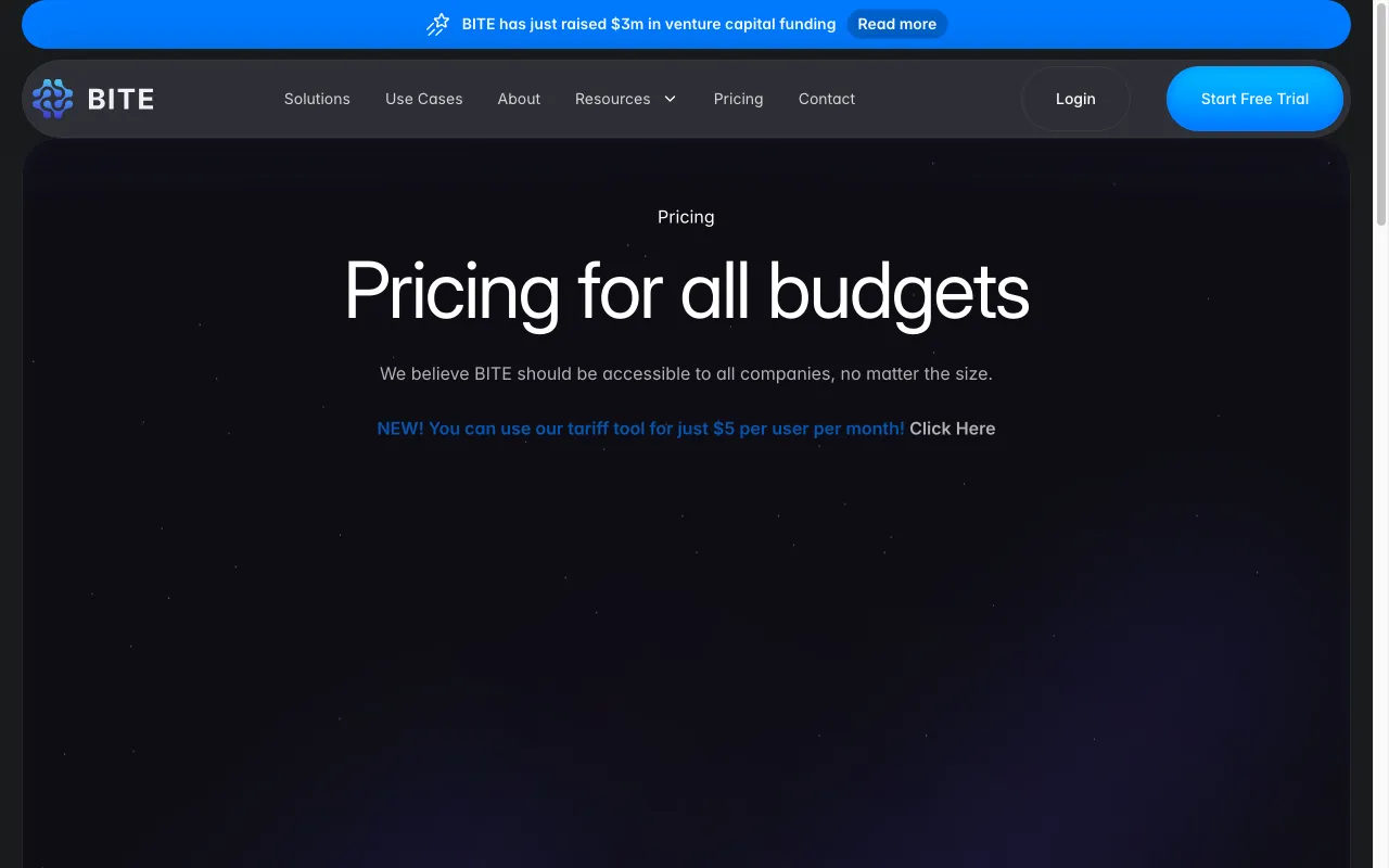 BITE — pricing page
