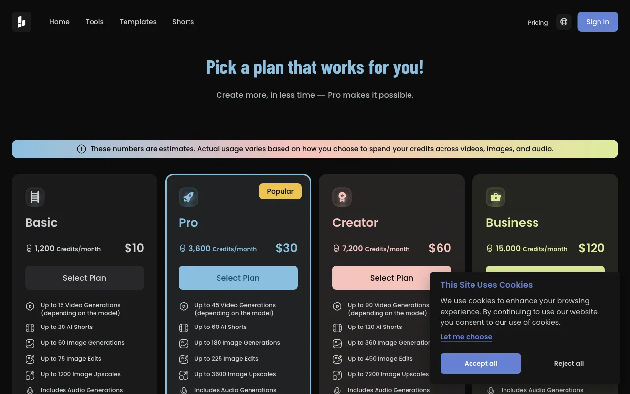 Bith.tv — pricing page