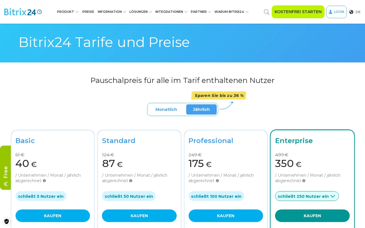 Bitrix24 — pricing page