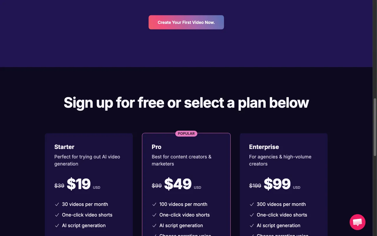 BityClips — pricing page