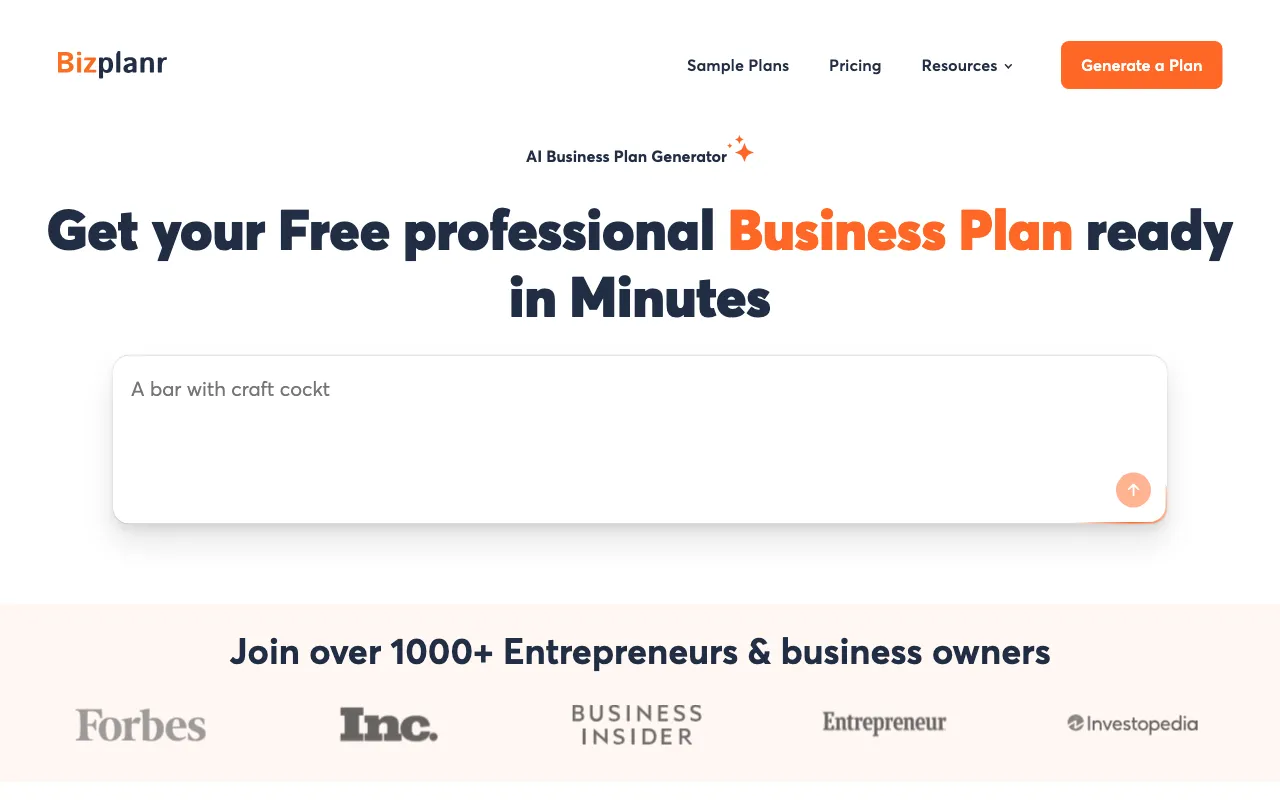 BizplanrAI — preview screenshot