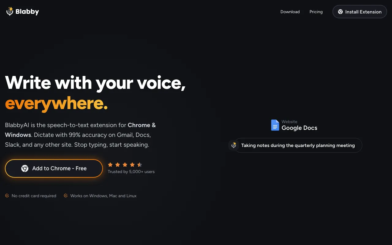 BlabbyAI Speech to text — preview screenshot