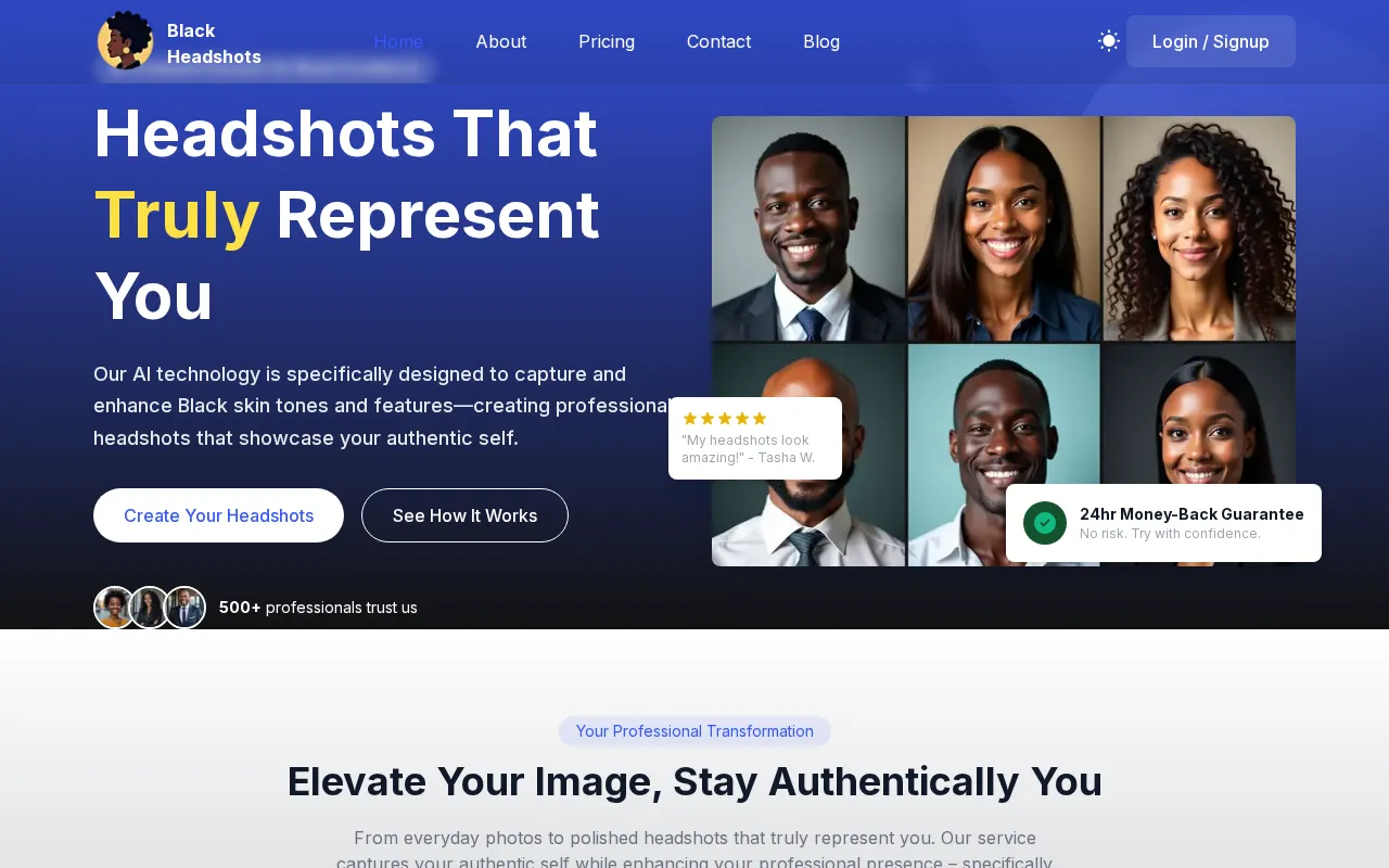 Black Headshots AI — preview screenshot