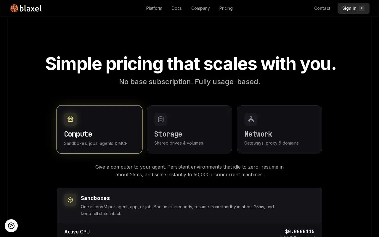 Blaxel Agent Drive — pricing page