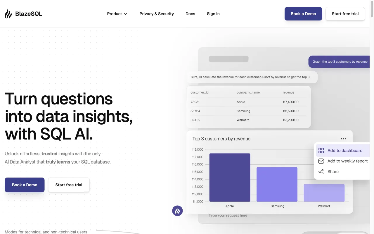 Blaze SQL — preview screenshot