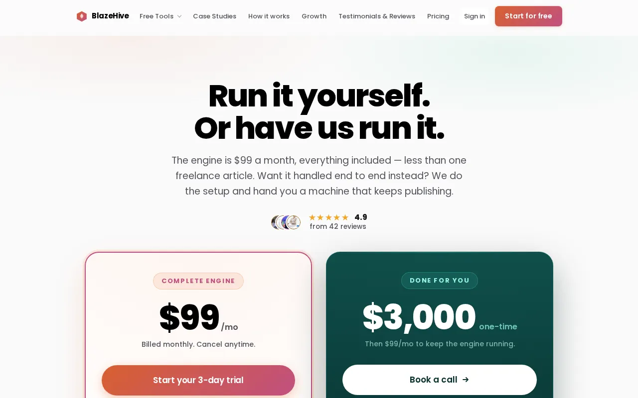 BlazeHive — pricing page