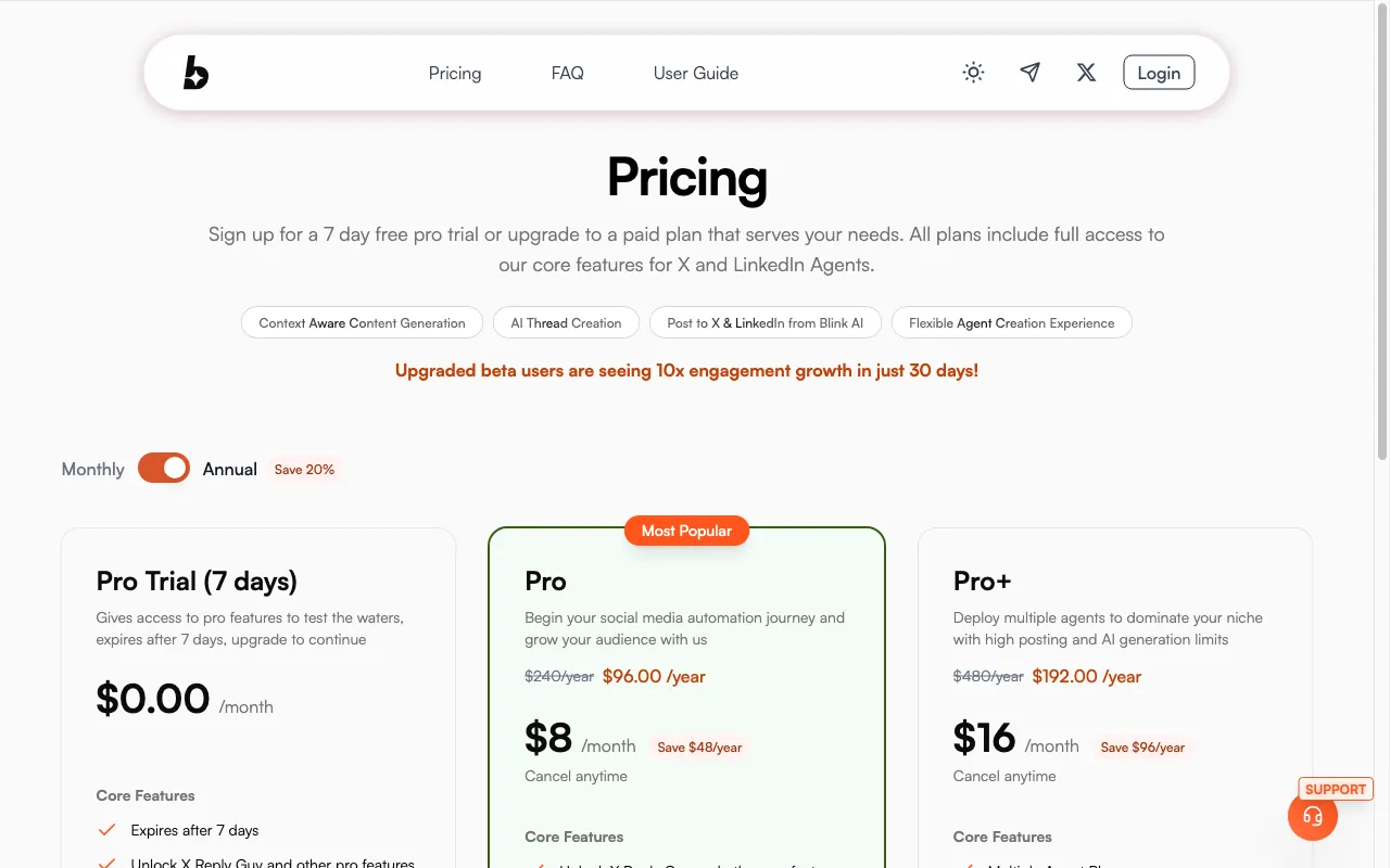 Blink AI — pricing page