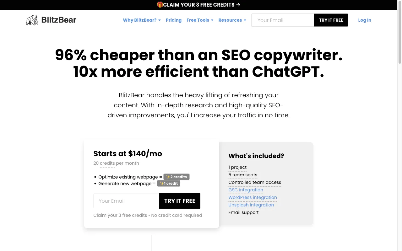 BlitzBear — pricing page