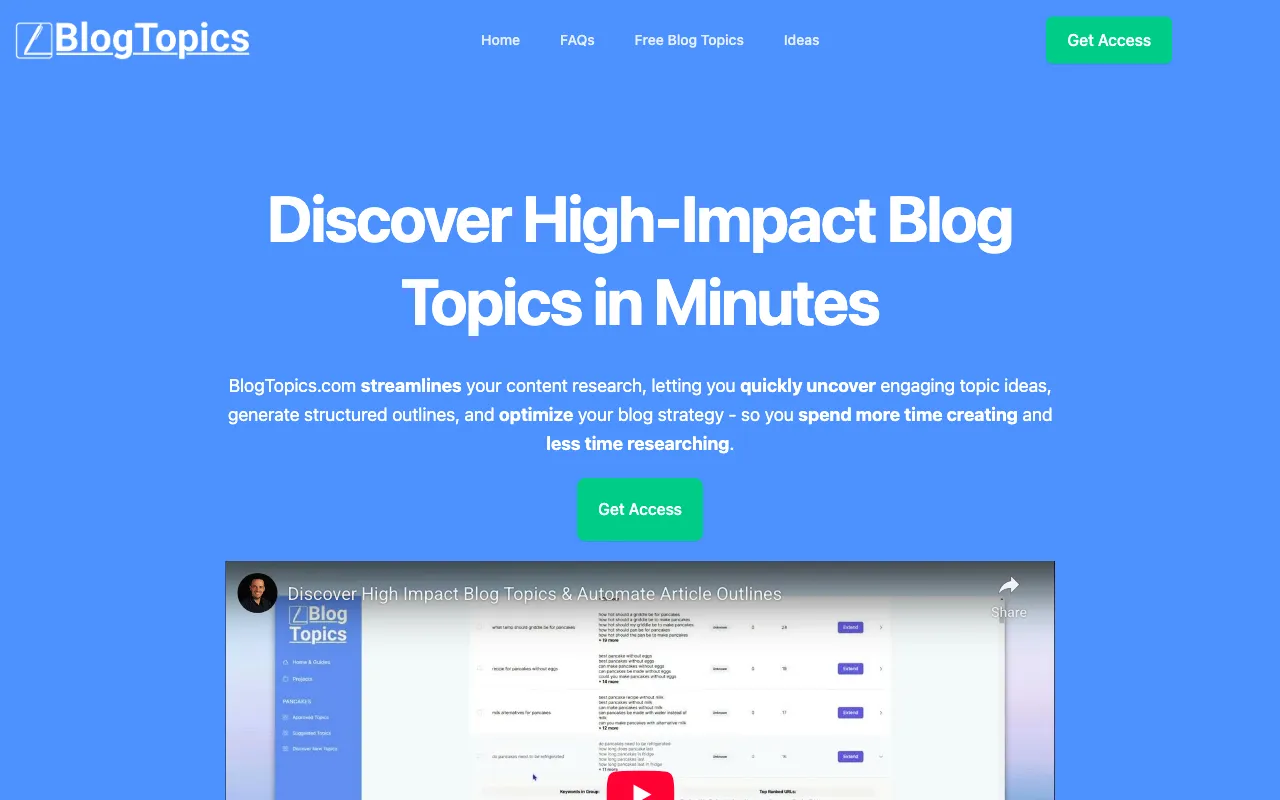 BlogTopics.net — preview screenshot