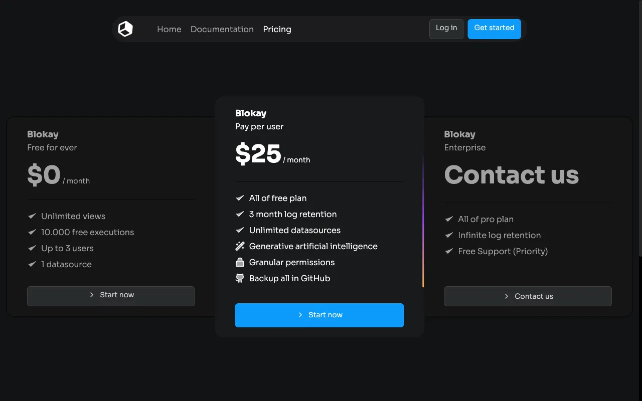 Blokay — pricing page