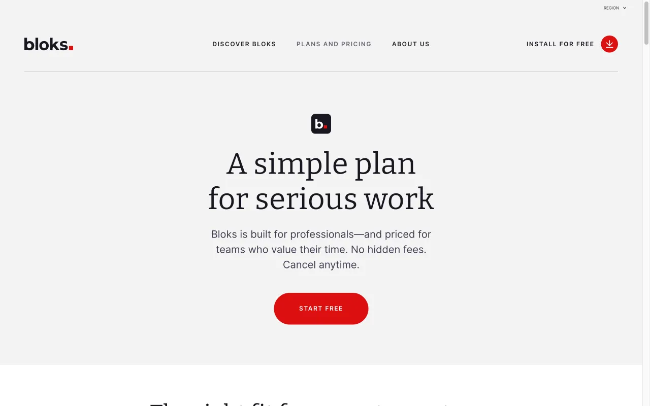 Bloks — pricing page